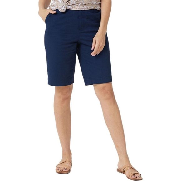 NWT DENIM & CO. EASYWEAR TWILL 4-POCKET BERMUDA SHORTS NAVY 4 - Picture 3 of 7